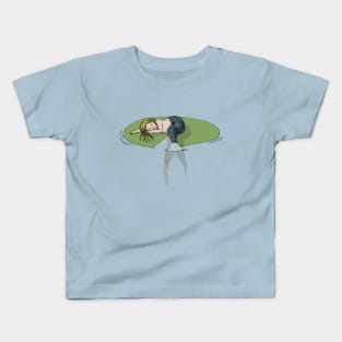 Sleeping Mermaid on a Lily Pad Kids T-Shirt